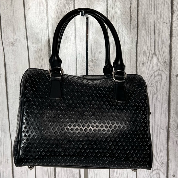 My Flat in London Brighton Alexia Satchel Black Leather Rhinestone - Picture 3 of 16